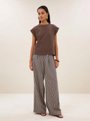 Donkerbruine mouwloze top mason pleats