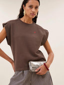 Donkerbruine mouwloze top mason pleats
