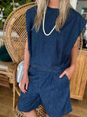 Donkere denim short mack