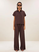 Gestreepte blouse barley tan stripe