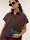 Gestreepte blouse barley tan stripe
