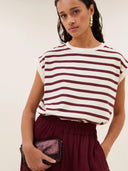 Bordeaux-witte top tobi stripe grain wine