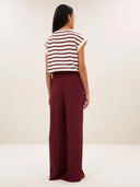Bordeaux-witte top tobi stripe grain wine