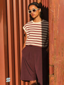 Bordeaux-witte top tobi stripe grain wine