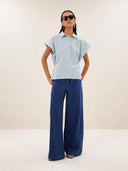 Lichtblauwe blouse pixie sea stripe