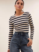 Gestreepte longsleeve big stripe top