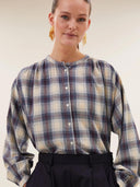 Beige nyka tokyo check blouse
