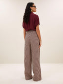 Donkerrode gestreepte broek celin