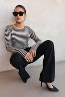 Striped top chalk basic ls stripe top