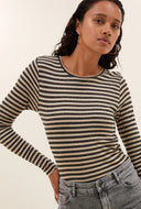 Striped top chalk basic ls stripe top