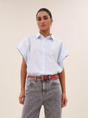 Blauwe blouse pixie chambray
