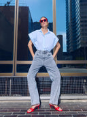 Blauwe blouse pixie chambray