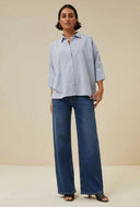 Blauwe blouse norel pin stripe