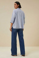 Blauwe blouse norel pin stripe