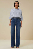 Blauwe blouse norel pin stripe