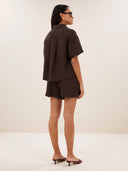 Donkerbruine linnen short lio