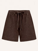 Donkerbruine linnen short lio
