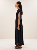 Donkerblauwe jurk yuki twill