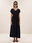 Donkerblauwe jurk yuki twill