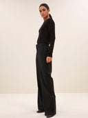 Zwarte longsleeve melange stripe top