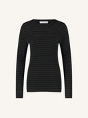 Zwarte longsleeve melange stripe top