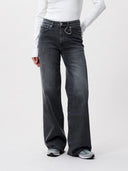 Donkergrijze loose fit jeans