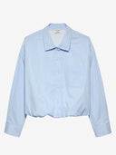Blauw gestreepte blouse met tuck in effect
