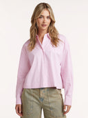 Gestreepte roze blouse liv
