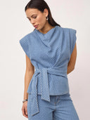 Blauwe denim pleat top antocc