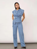 Blauwe denim pleat top antocc