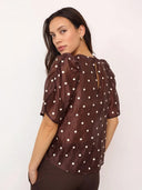Donkerbruine dot blouse ditacc