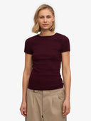 Bordeaux t-shirt met rib