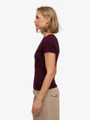 Bordeaux t-shirt met rib