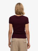 Bordeaux t-shirt met rib