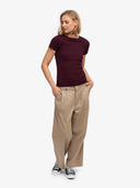 Bordeaux t-shirt met rib