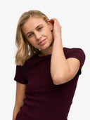 Bordeaux t-shirt met rib