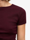Bordeaux t-shirt met rib