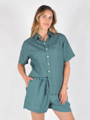 Groene linnen blouse