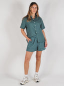 Groene linnen blouse