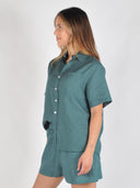 Groene linnen blouse