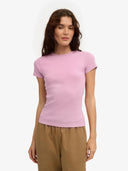 Lila t-shirt met ribstof