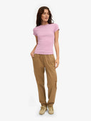Lila t-shirt met ribstof