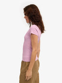 Lila t-shirt met ribstof