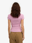 Lila t-shirt met ribstof