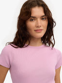 Lila t-shirt met ribstof