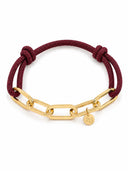 Armband met touw en gouden schakels aubergine