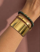 Armbandje met gemstone balletjes donker groen