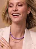 Petite gemstone ketting met paarse steentjes