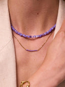 Petite gemstone ketting met paarse steentjes