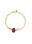 Schakelarmband met bordeauxrode steen